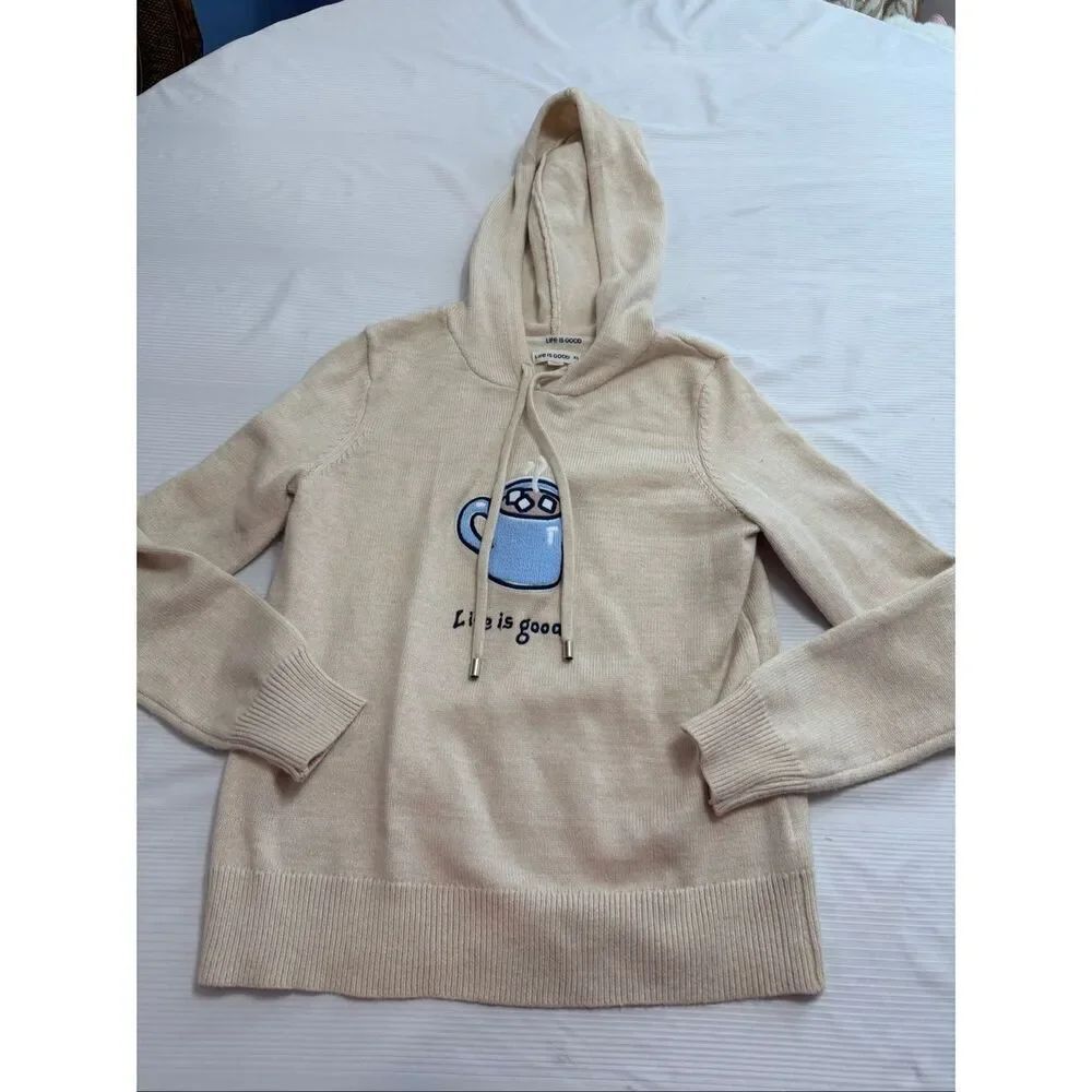 Life Is Good Coffee Hot Chocolate Hoodie Sweatshirt Size XS
